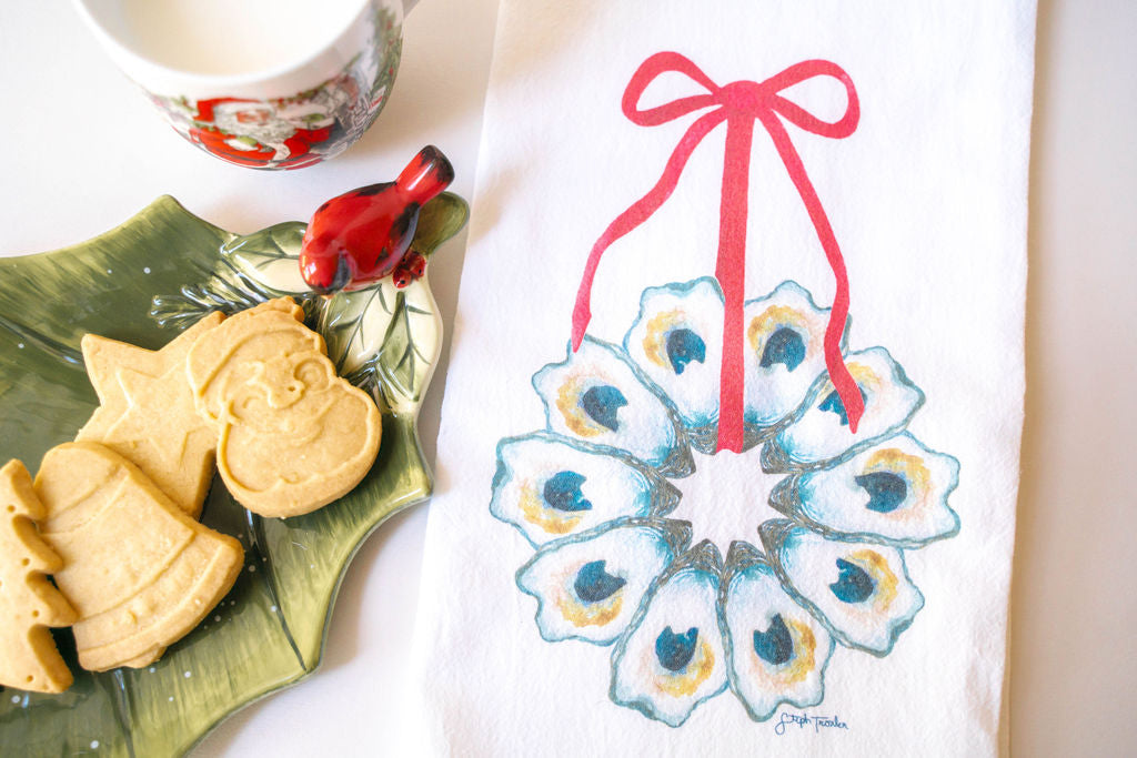 Oyster Wreath Tea Towel