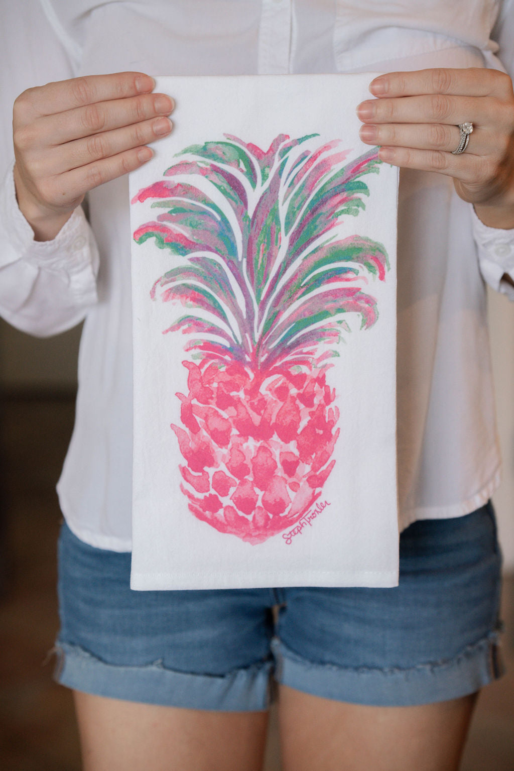 Pink Pineapple Tea Towel