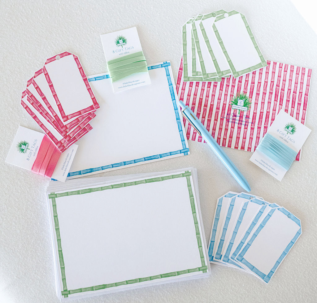 Blue Bamboo Stationery Set
