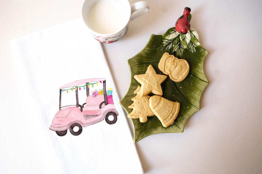 Santa's Golf Cart Tea Towel