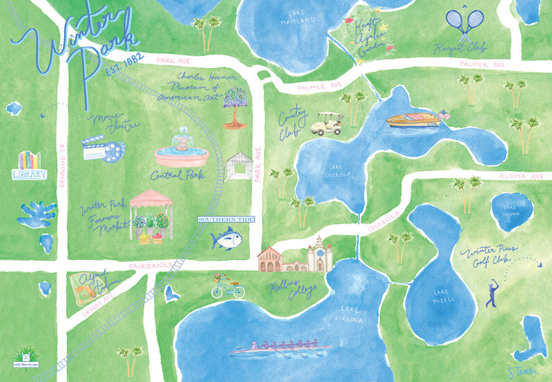 Winter Park Map Fine Art Print