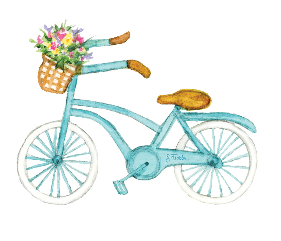 Bike Petals Tea Towel