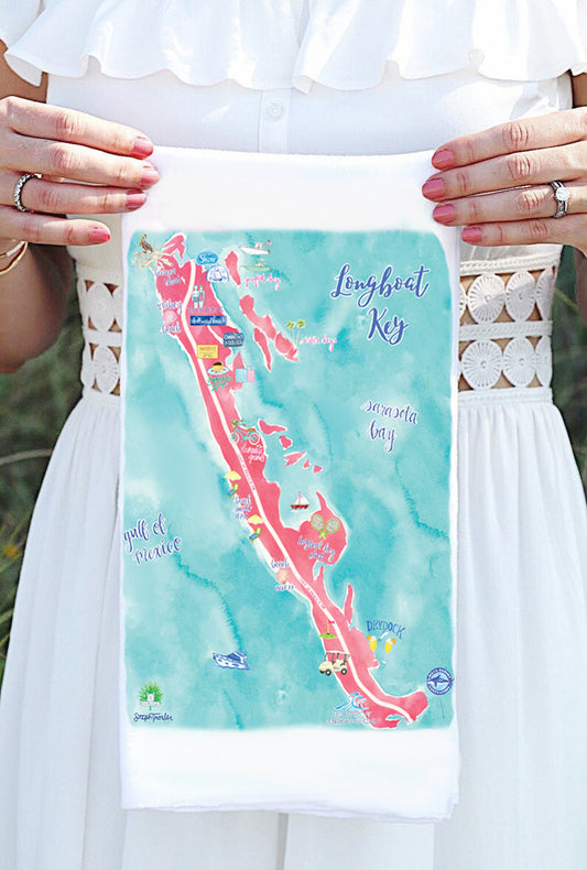 Longboat Key Map Tea Towel